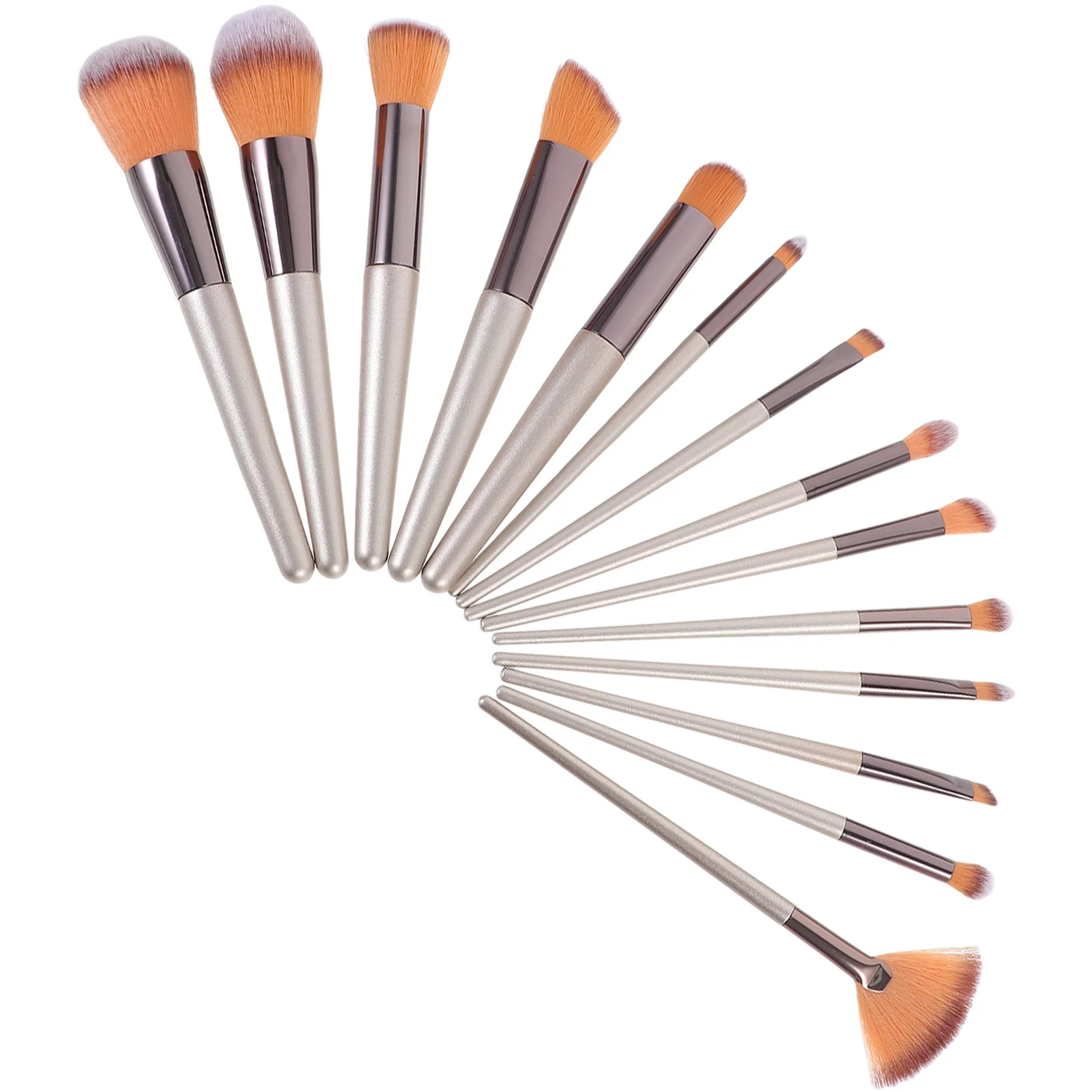 Set da 14 pezzi Pennello assortito con manico per donna Pennelli per donna Uso quotidiano Strumenti per pennelli per trucco dorato