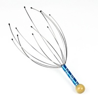 5PC Octopus Head Massager Stainless Steel Engraved Head Relaxer Brain Massage Claw Scalp Scratcher Itch Reliever Random Color