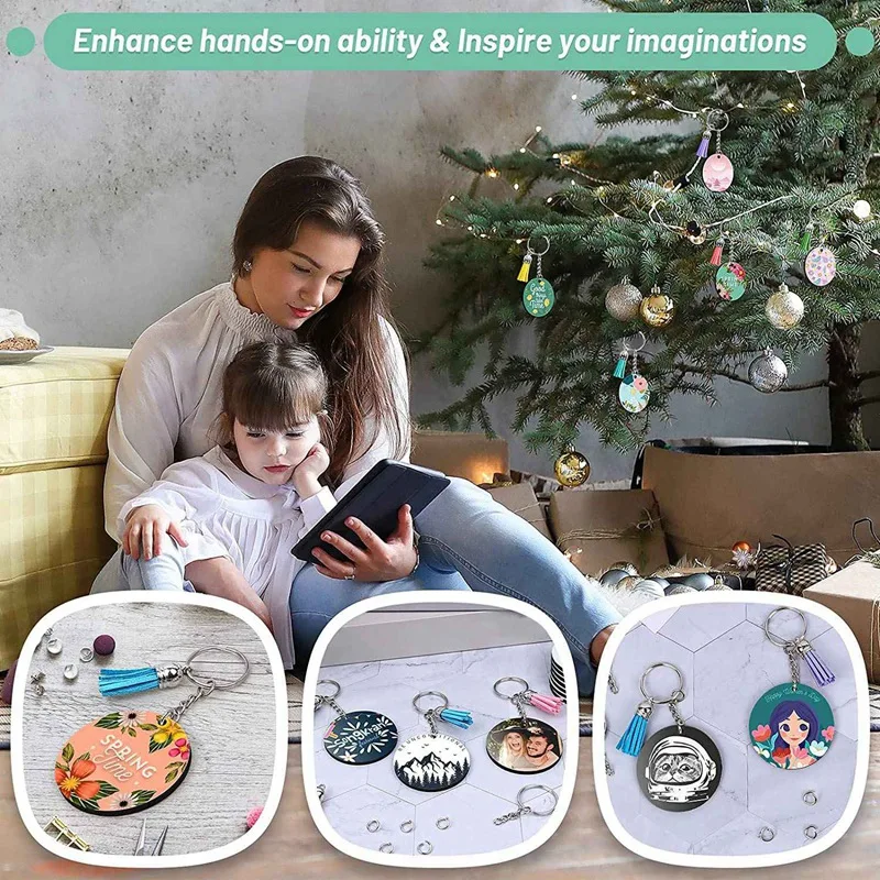 Sublimation Blanks Keychains,200 PCS 2Inch Round Sublimation Blanks Keychain Circle With Tassels,For DIY Craft Making