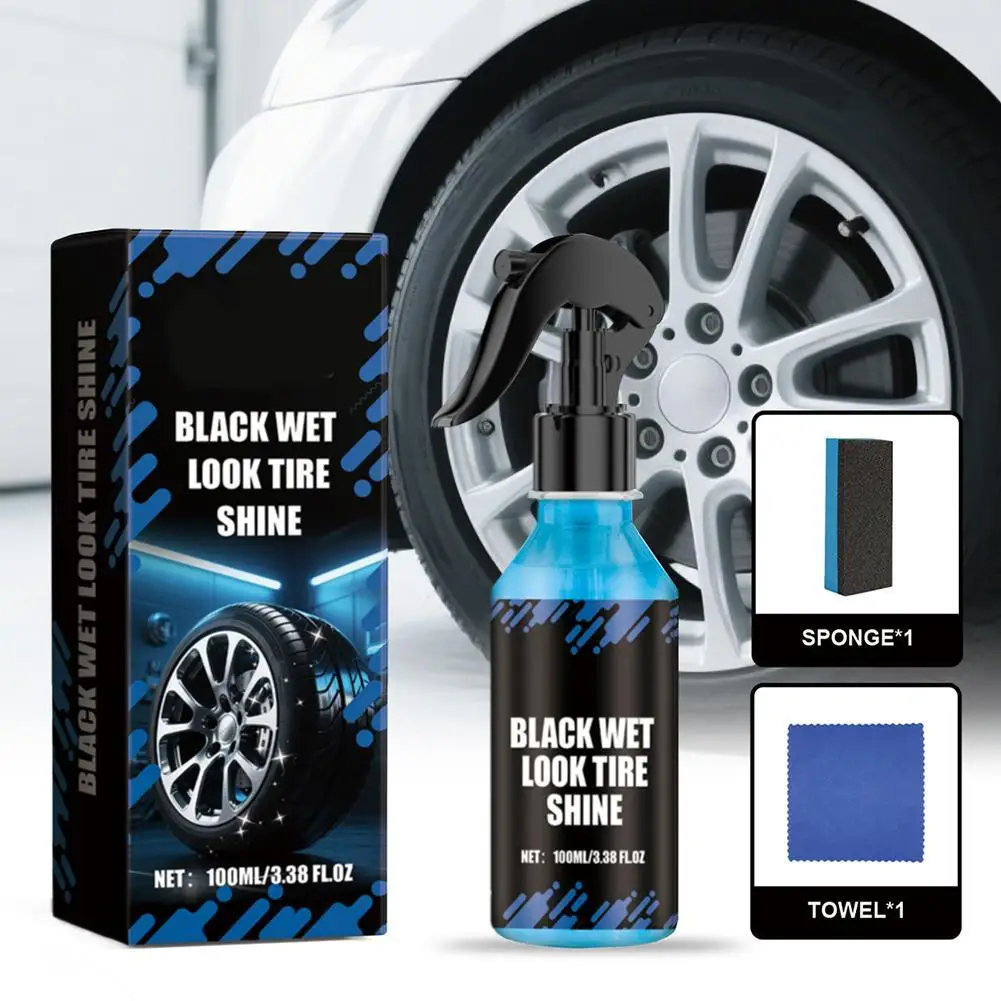

100 мл автомобильный черный мокрый спрей для блеска шин, автомобильный прозрачный спрей для покрытия шин, спрей для глянцевых мокрых шин, винил