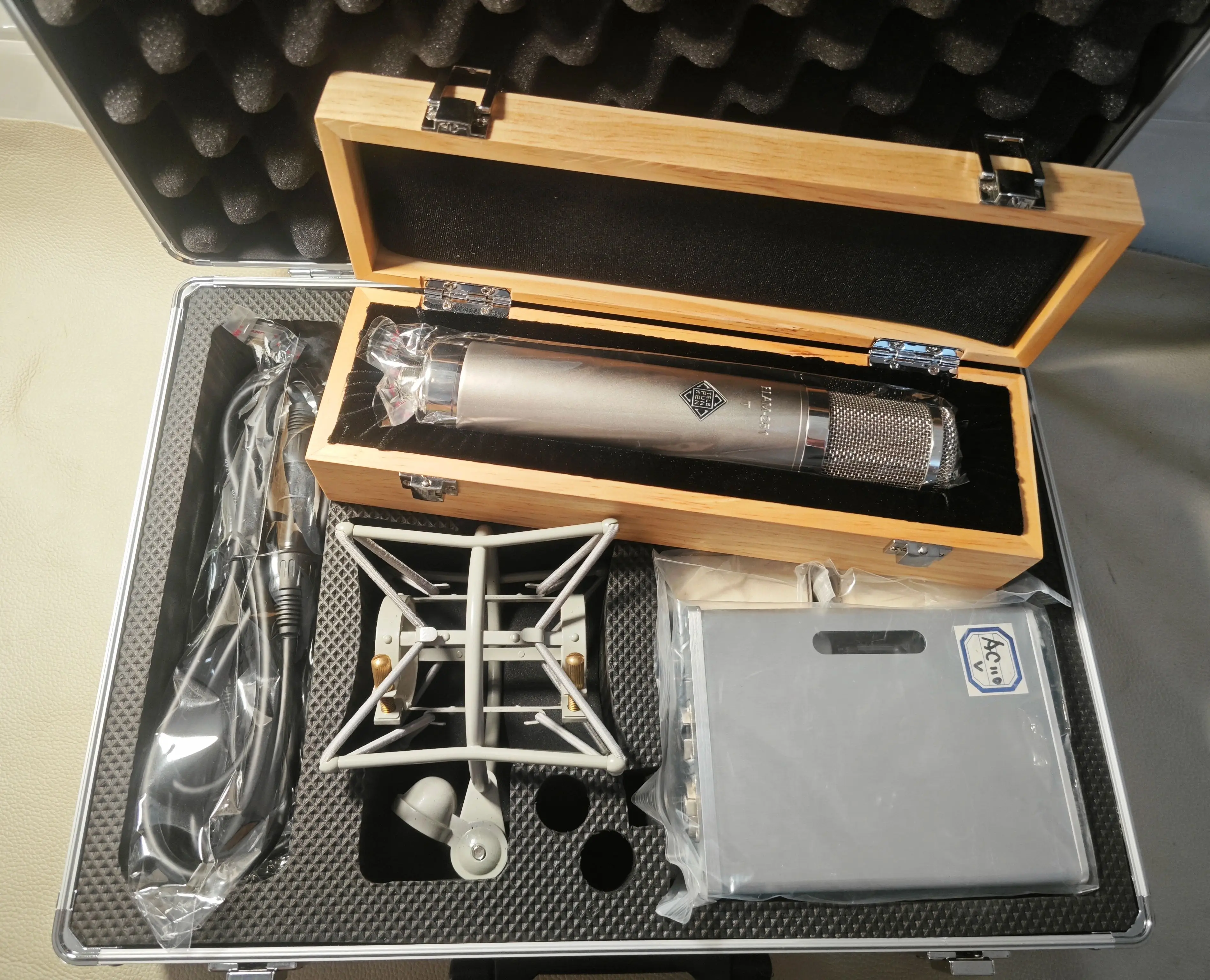 CV-12 Modified 251-T Cardioid Tube Microphone Custom 34mm Capsule 12AY7 6X4 Rectifier 5-Pin Large Diaphragm Studio Vocal Mic