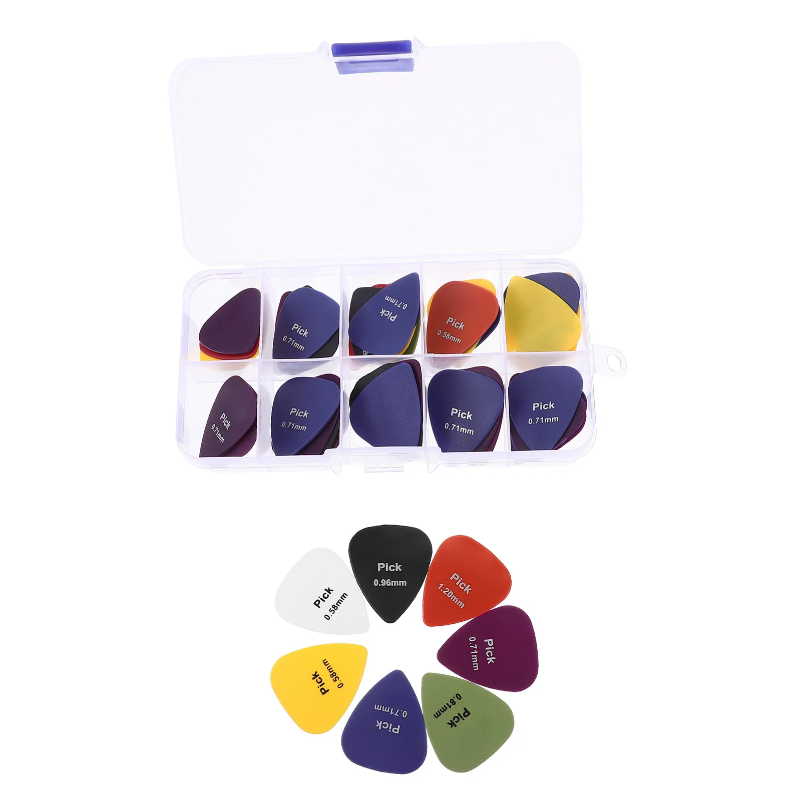 

50pcs Guitar Picks ABS Resin Durable Protect Fingers Complete Sound Practice Stage Suitable Guitar Bass Accessories