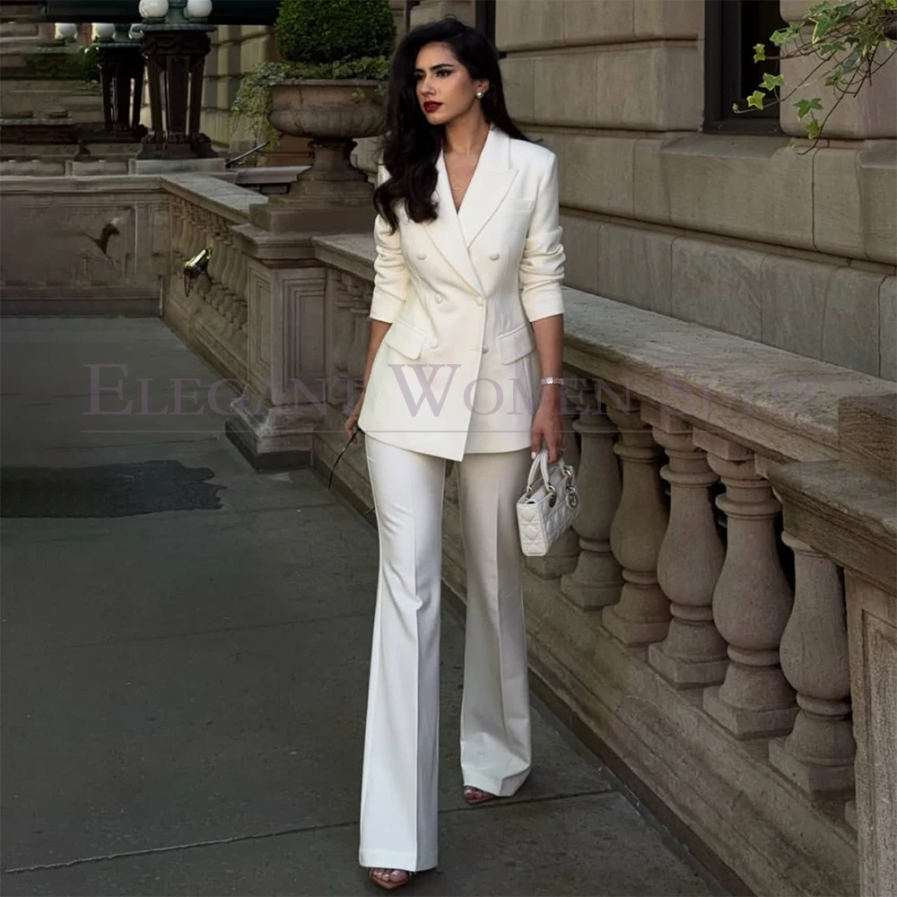 

Fashion Office Lady Women's Suits 2026 Bespoke Double Breasted Peak Lapel Slim Fit 2 Piece Jacket Pants High Quality Blazer