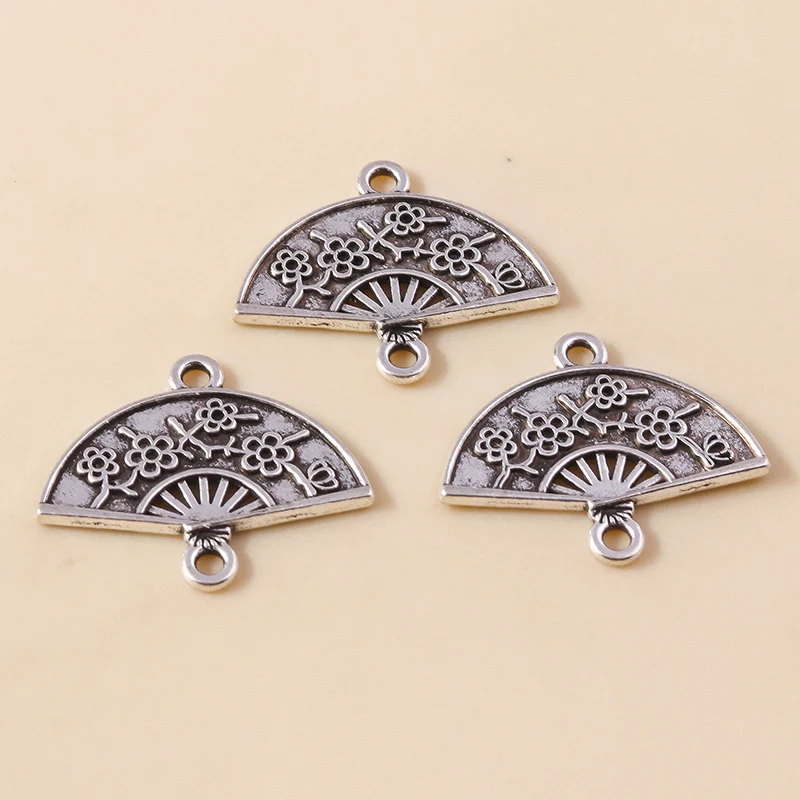 Leslie 20 Stück 14*15mm Doppelloch-Kirschblüten-Anhänger aus Legierung für DIY Handgemachte Halsketten, Armbänder, Ohrringe, Schmuckherstellung – Detail 3