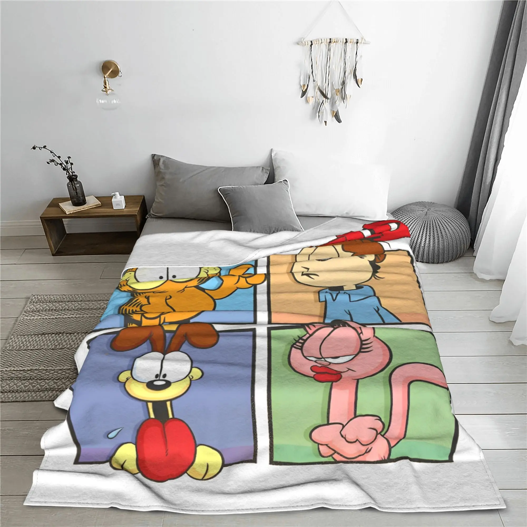 G-Garfielded Characters Jon Abackel Blankets Cute Cartoon Plush Vintage Warm Throw Blanket for Home Autumn/Winter Outdoor