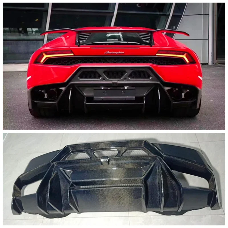 Real Carbon Fiber Rear Bumper Diffuser Splitter Protector Cover Fits For Lamborghini LP580 LP610 2014-2021