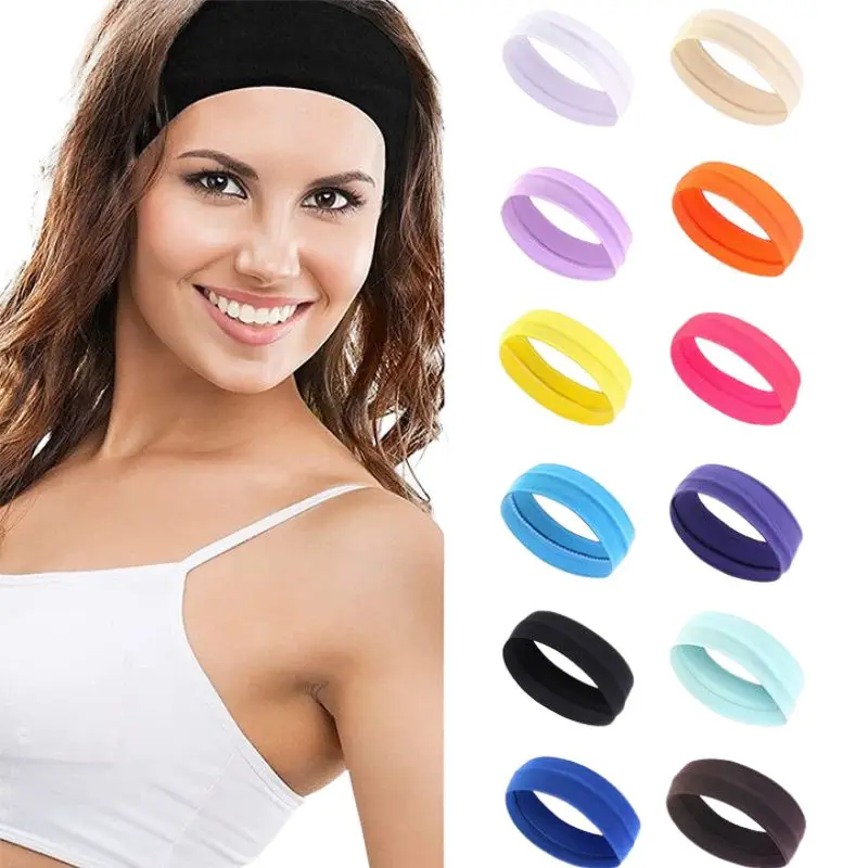 2023 Women Running Yoga Elastic Turban Summer Sports Fitness Headbands For Women Simple Elastic Sweatband Headwrap Wholesale