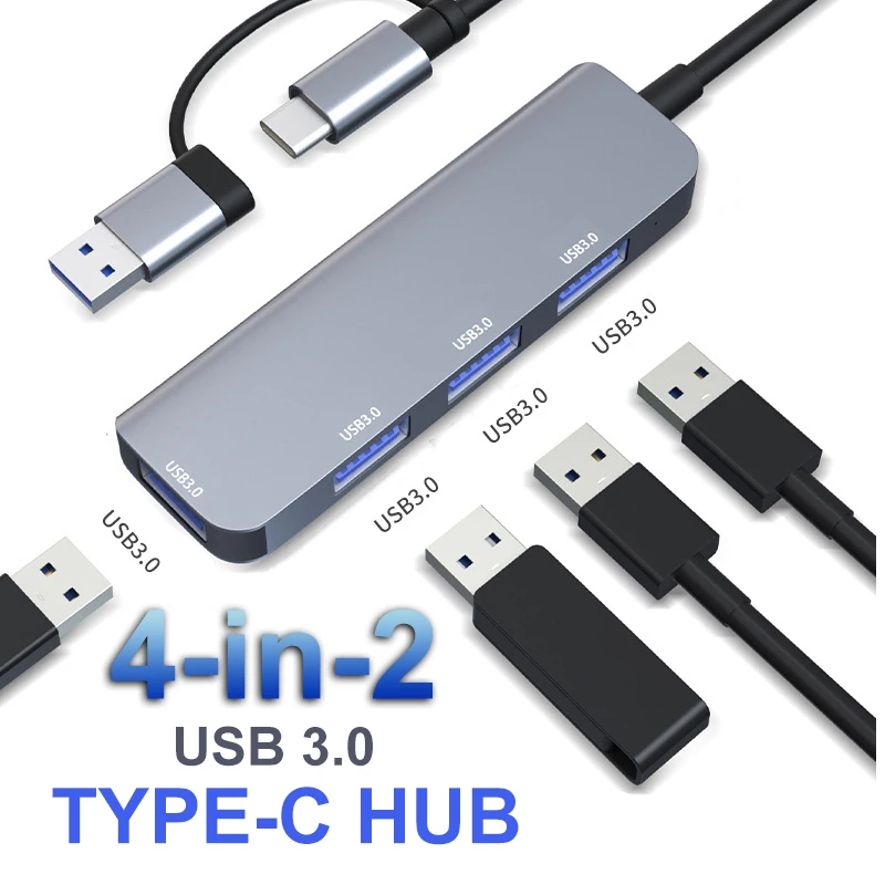 

4 in 2 Port USB C Expander USB 3.0 Hub Type C Splitter Type C Dock Multiport Adapter Docking station Expander For Phone Tablet