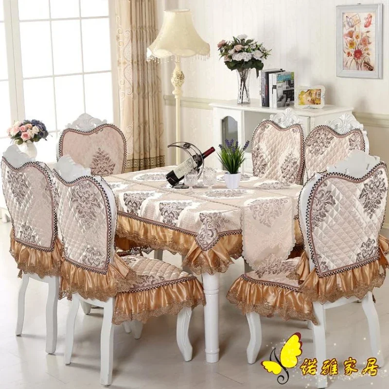 

Top Luxurious Three styles thick Rectangular Jacquard table cloth chair covers cushion chair cover lace cloth set tablecloths