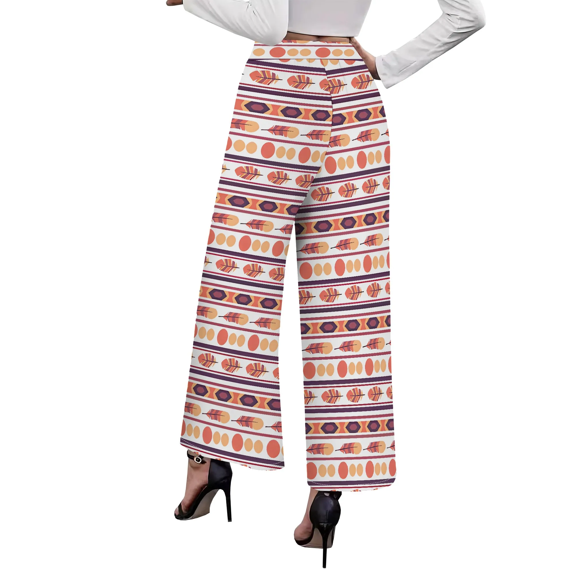 Dames 2025, lente/zomer nieuwe stijl Boheemse aangepaste hoge taille retro trendy casual strand afslankende wijde pijpen broek lange broek