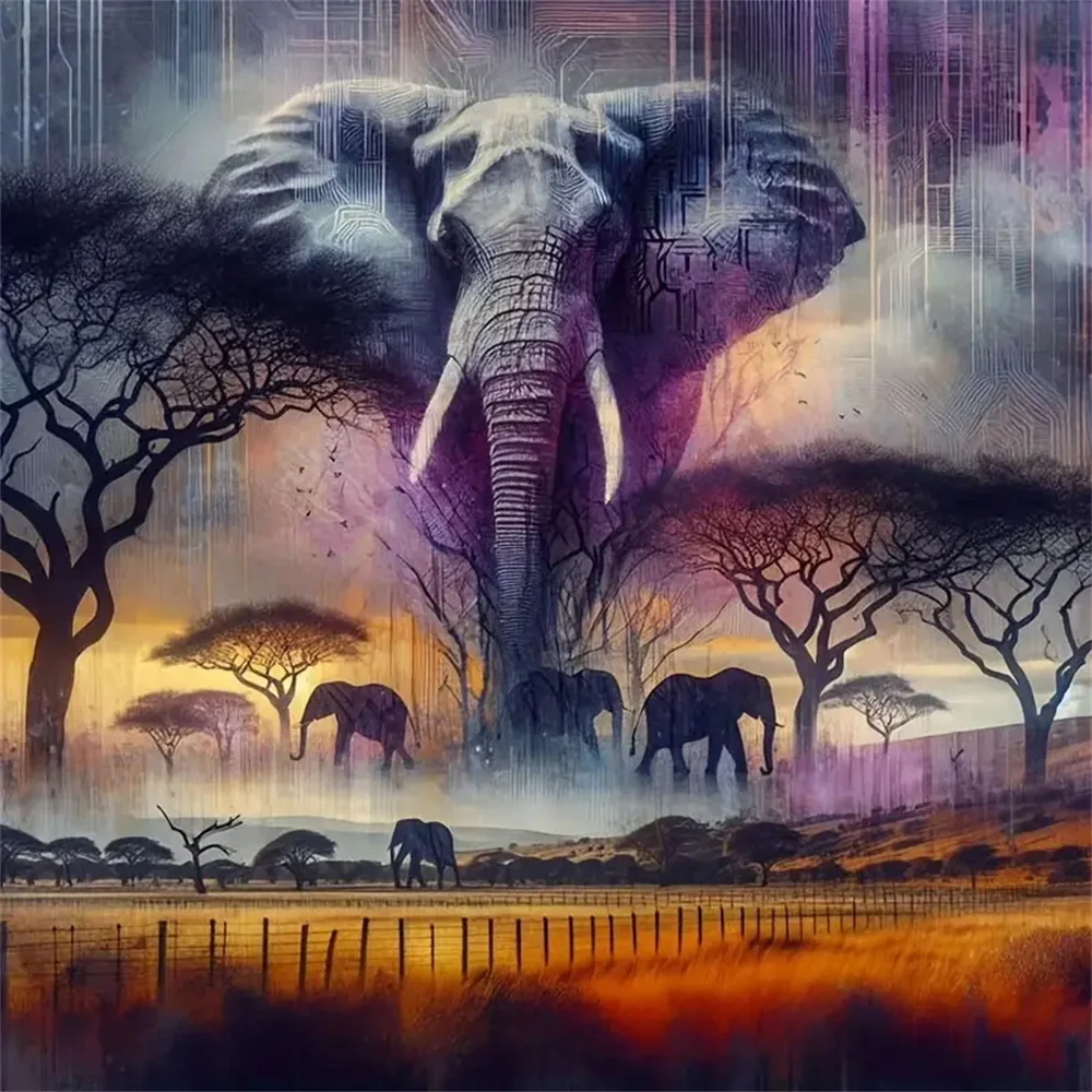 Momoart 5D DIY Diamond Mosaic Elephant Animal Cross Stitch Kits Art Painting Tree New Arrival Embroidery Decor for Home