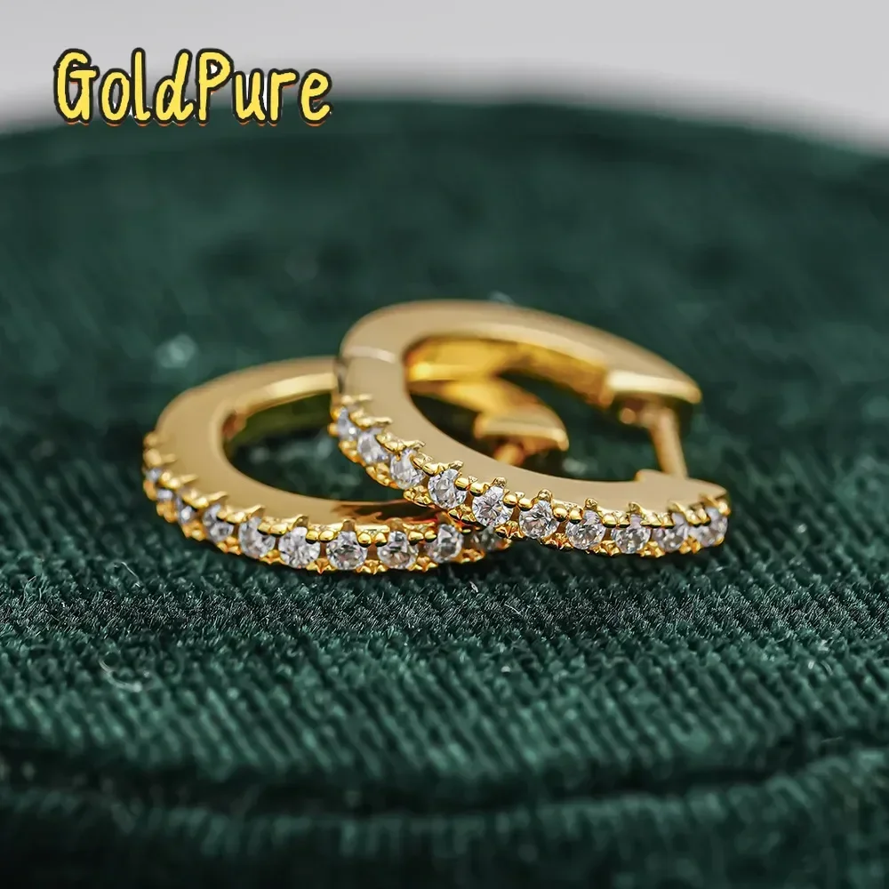 

Goldpure Luxury 100% Real 18k Gold Women's Moissanite Earrings Straight Row Classic Earrings Round Earrings
