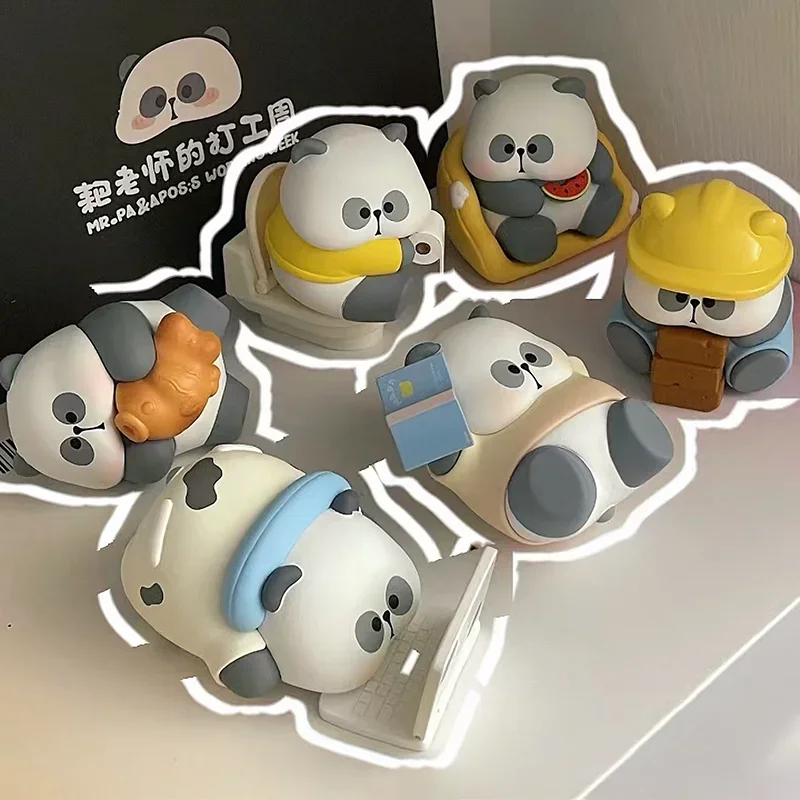 MR.PA-Panda Working Week Series Blind Box, Guess Bag, Bonito Figura Anime, Boneca Kawaii, Desktop Ornamentos, Surpresa Brinquedos, Presente na Moda