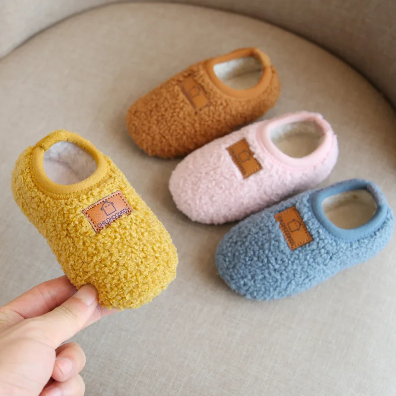 

Autumn Winter Warm Baby Slippers Toddler Plush Floor Sock Shoes Boys Girls Soft Anti-slip Walking Shoes Indoor Home Kids Socks