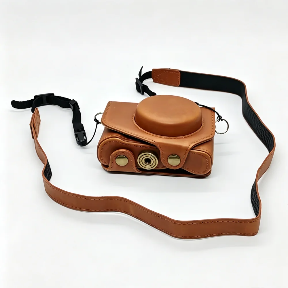 For Canon G7X2 G7X3 G7X Mark ii iii Camera PU Leather Bag Body Case Shoulder Strap Full Cover For Powershot G7XM3 G7XM2
