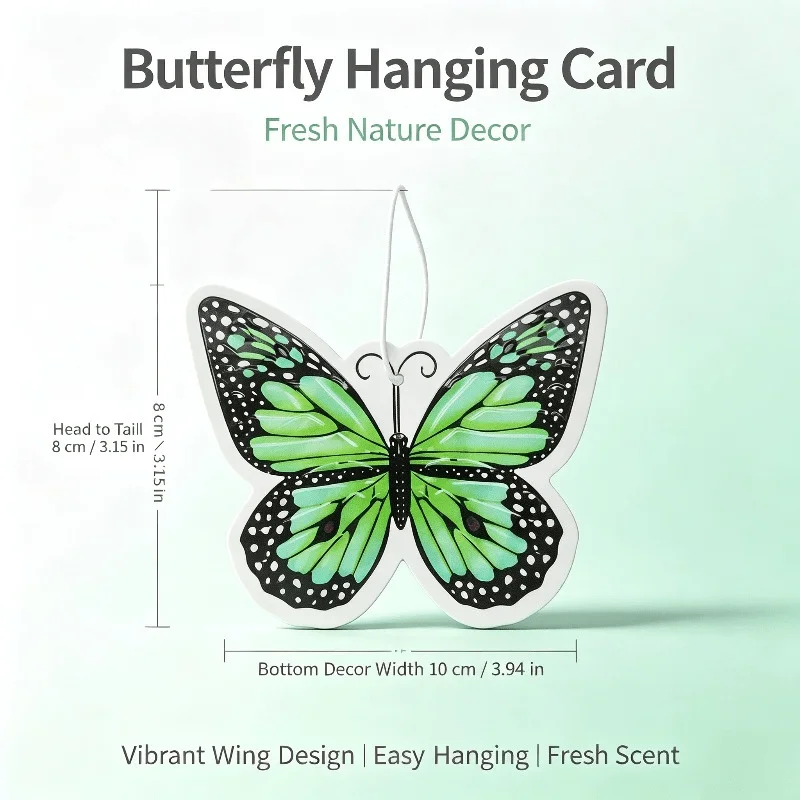 Car Air Freshener Green Butterfly Hanging Scent Card for Car Interior Decor Rearview Mirror Ornament Gift