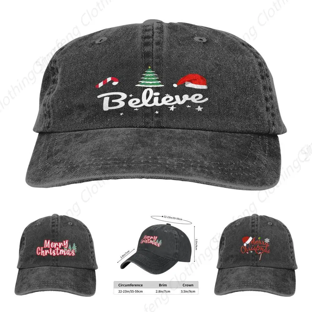 

Merry Christmas Hat Baseball Cap Santa Hat Adjustable Washed Funny Baseball Cap for Men