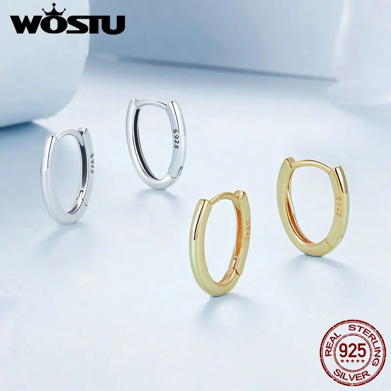 Wostu Sterling Silber geometrische o-förmige ovale Creolen für Frauen weibliche einfache Hochzeit Schmuck Party Zubehör Geschenk