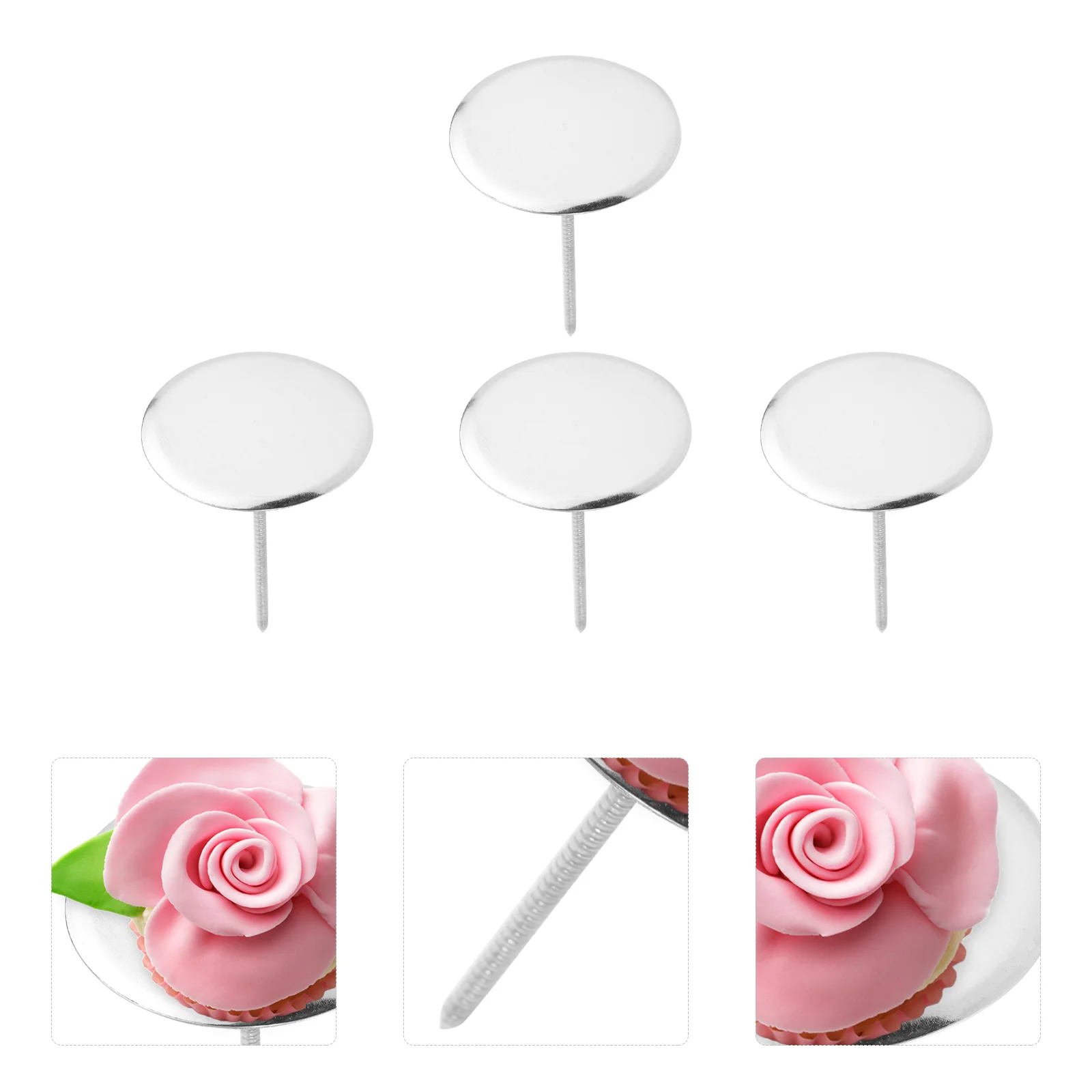 4 Pcs Cupcake Decor Too Stainless Steel Nails Flower Decorating Tool Baking Heating Core