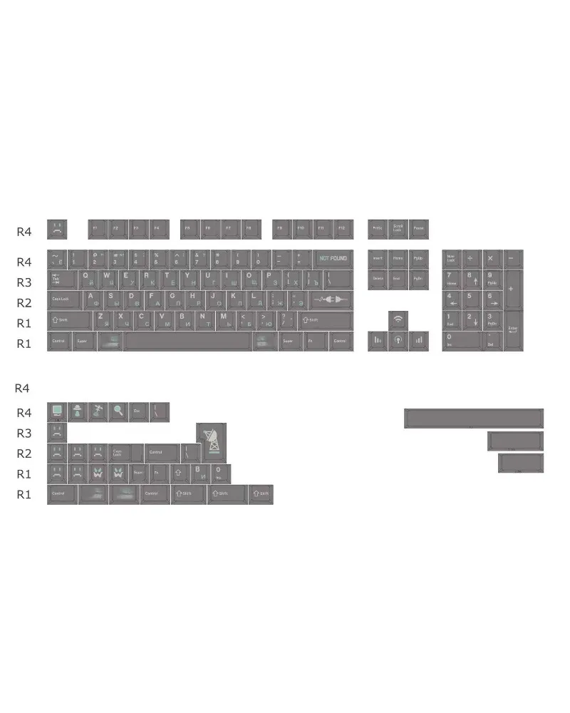

Solid dark grey with cyrillic print pbt dye sub keycaps full set oem profile for mechanical keyboards
