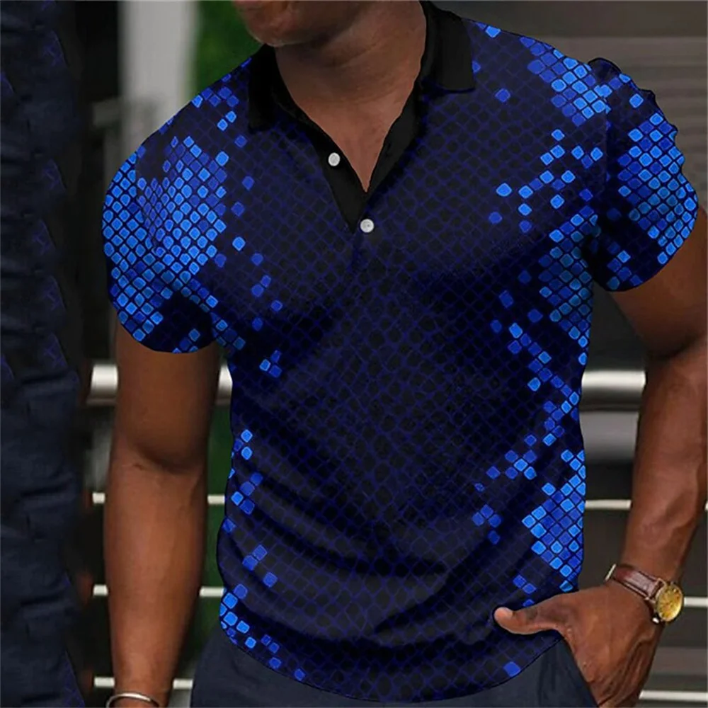 

Fashion Men'S Polo 3d Fish Scale Print Oversized Shirt High-Quality Sportswear Soft Tops Men Clothing Street Casual Short Sleeve