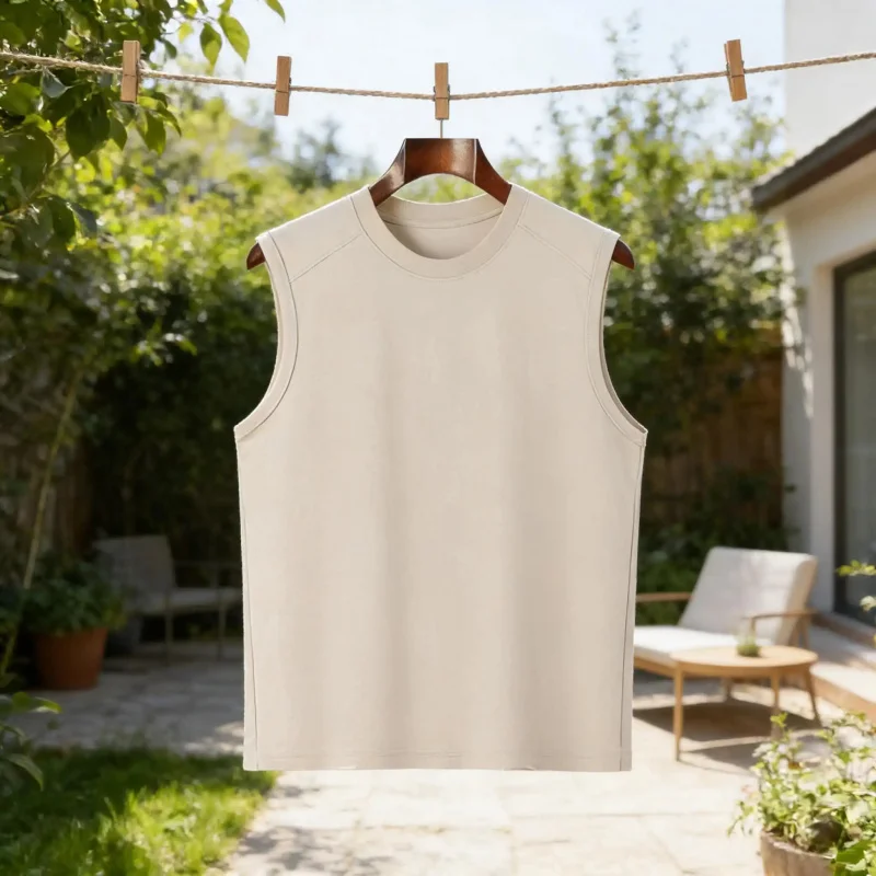 Men's Solid Color Sleeveless Shirt for Summer, Quick-Dry Sleeveless Sports Shirt, Breathable & Stretchy Fabric