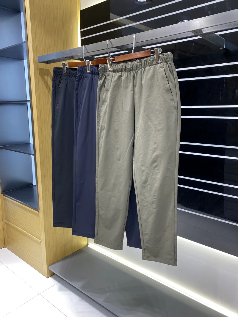 Celana Panjang Pria Outdoor Olahraga Kasual Model Lurus Bahan Campuran Nilon Poliester, Cepat Kering, Bernapas, Elastis, Tahan Air, Trendi Musim Panas