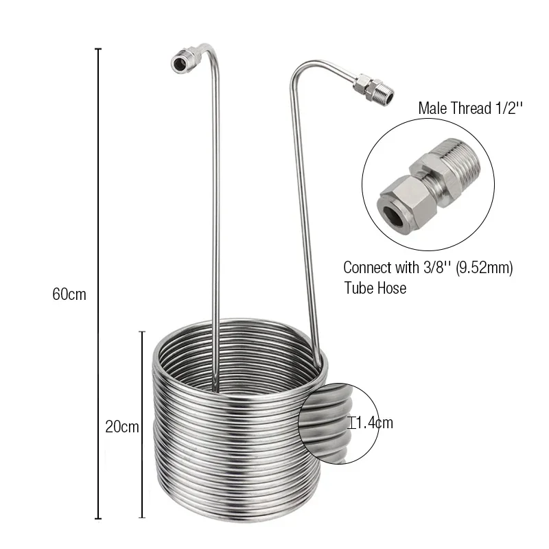 Stainless Steel Wort Chiller Super Effective Heat Exchanger Kit Homebrew