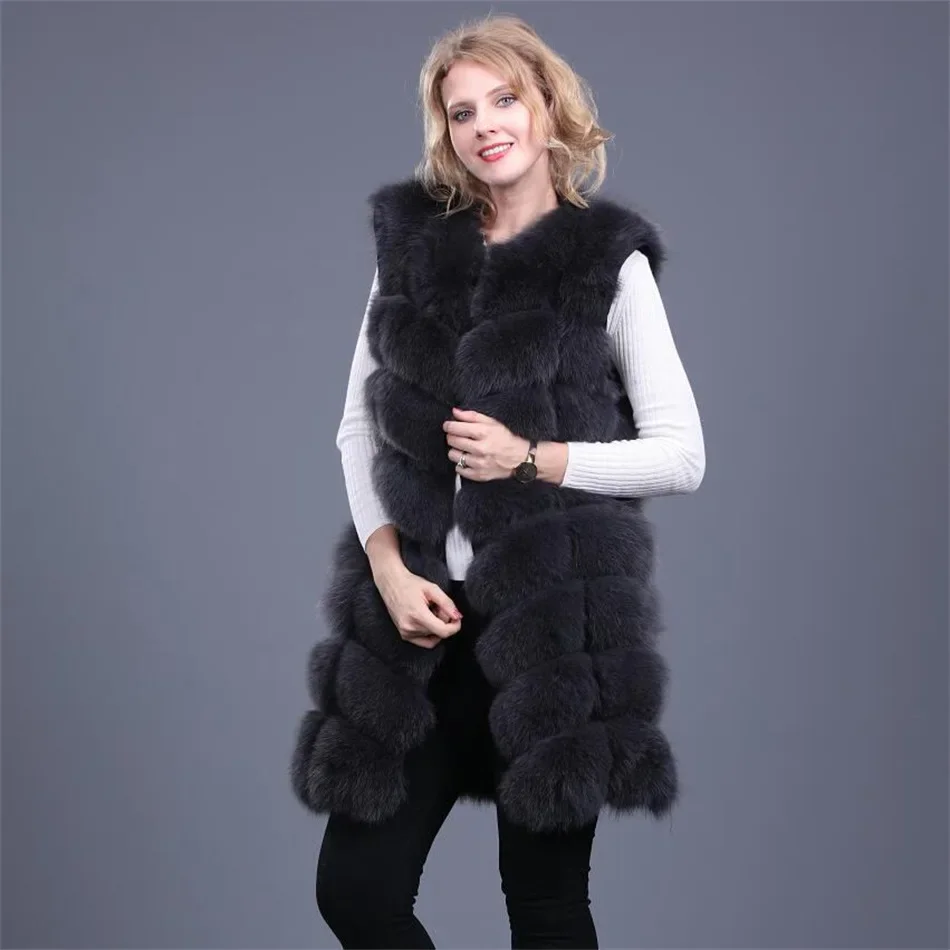 Wholesale Real Fox Hair Waistcoat Comfortable Sleeveless Long Women'S Plush Fur Vest