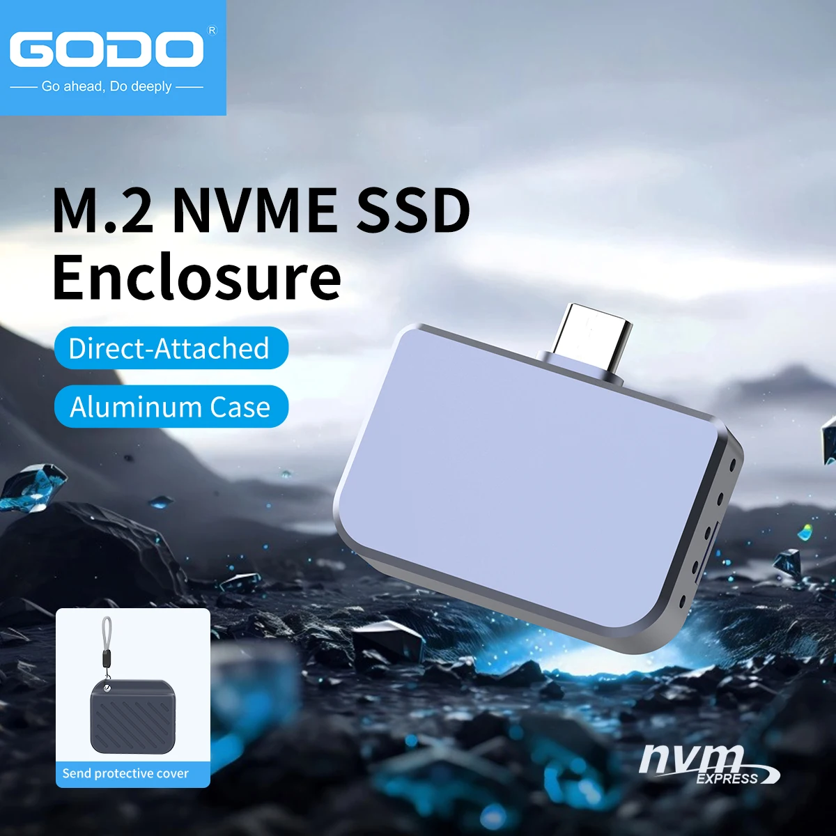 GODO 2230 M.2 NVMe SSD Enclosure USB C 3.1 Gen2 10Gbps M.2 SSD Case Hard Disk Box for iPhone 15 iPad MacBook Laptop
