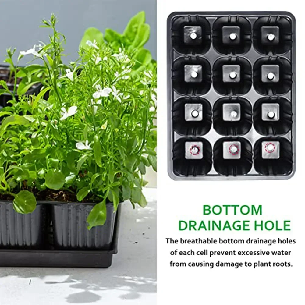 10pcs 12 Cells Seedss Growing Cases Germination Plant Nursery Tray Seedss Insertion Box Gardens Flower Pot Accessories