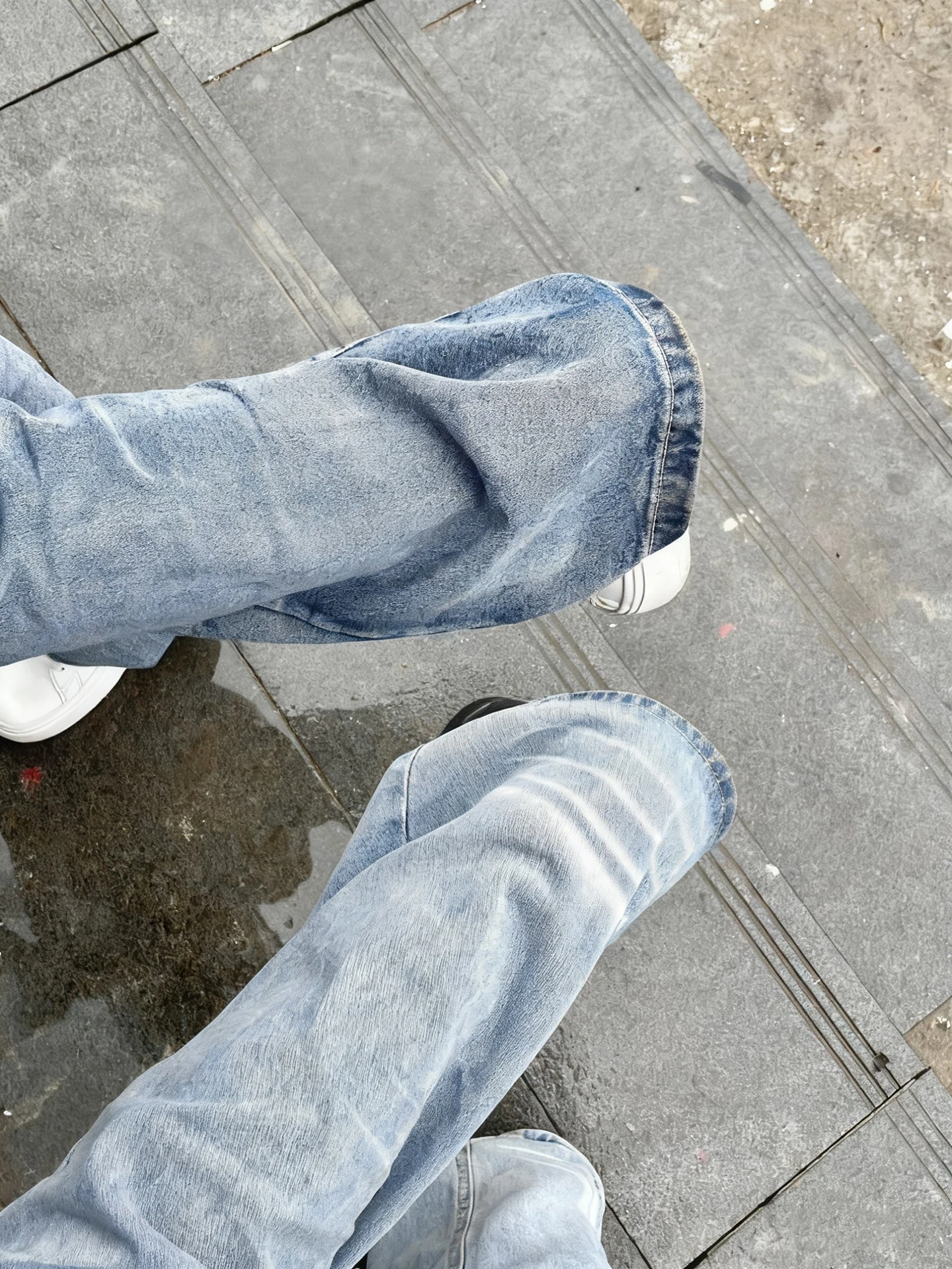 

Светло-голубые мужские джинсы с узором молнии, прямые брюки в уличном стиле, слегка расклешенные, для осени, повседневные, молодежные, модные