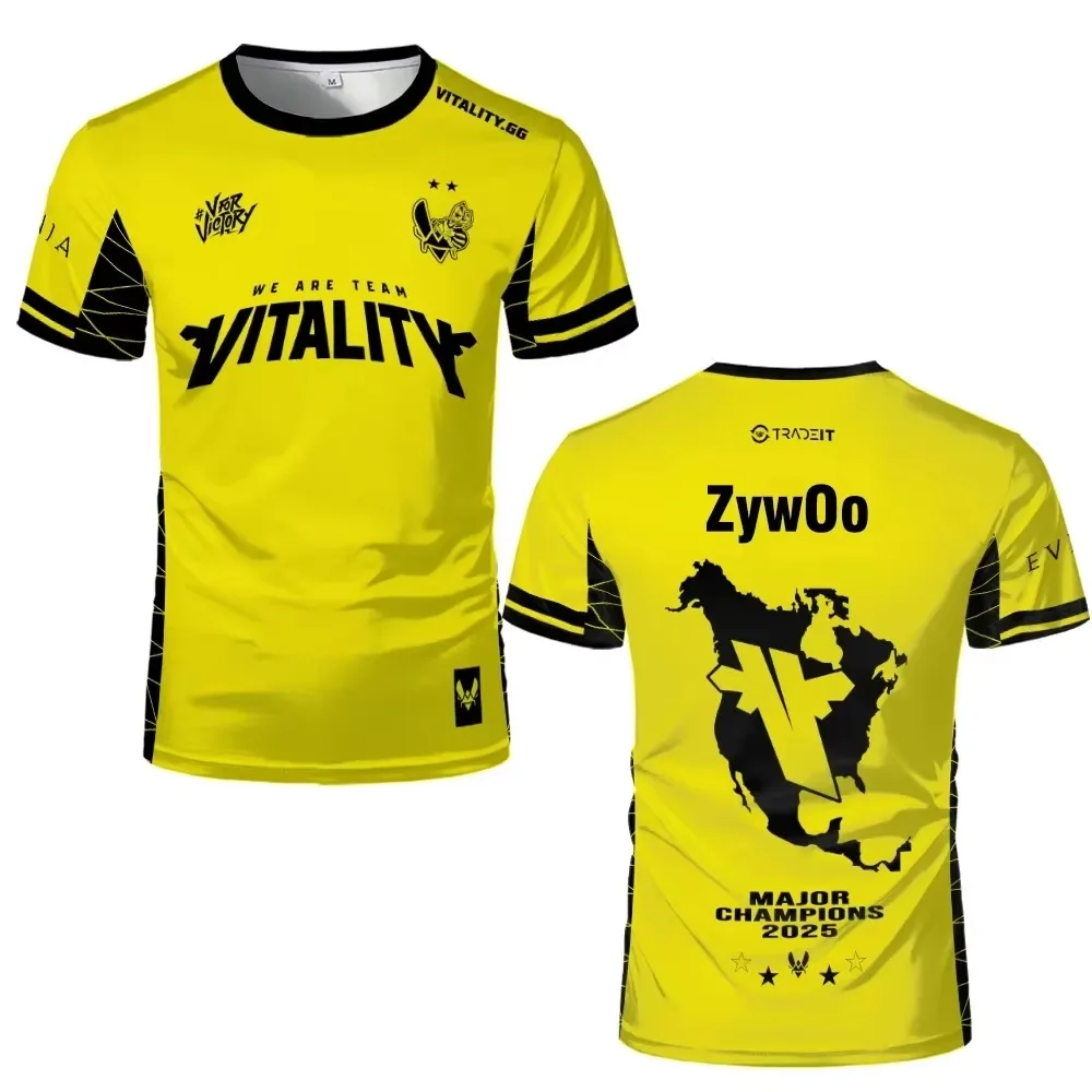 Team Vitality CS2 Major Champions Jersey T-Shirt  ZywOo Pro Gamer E-Sports Fan Top Suitable for Both Adults and Children