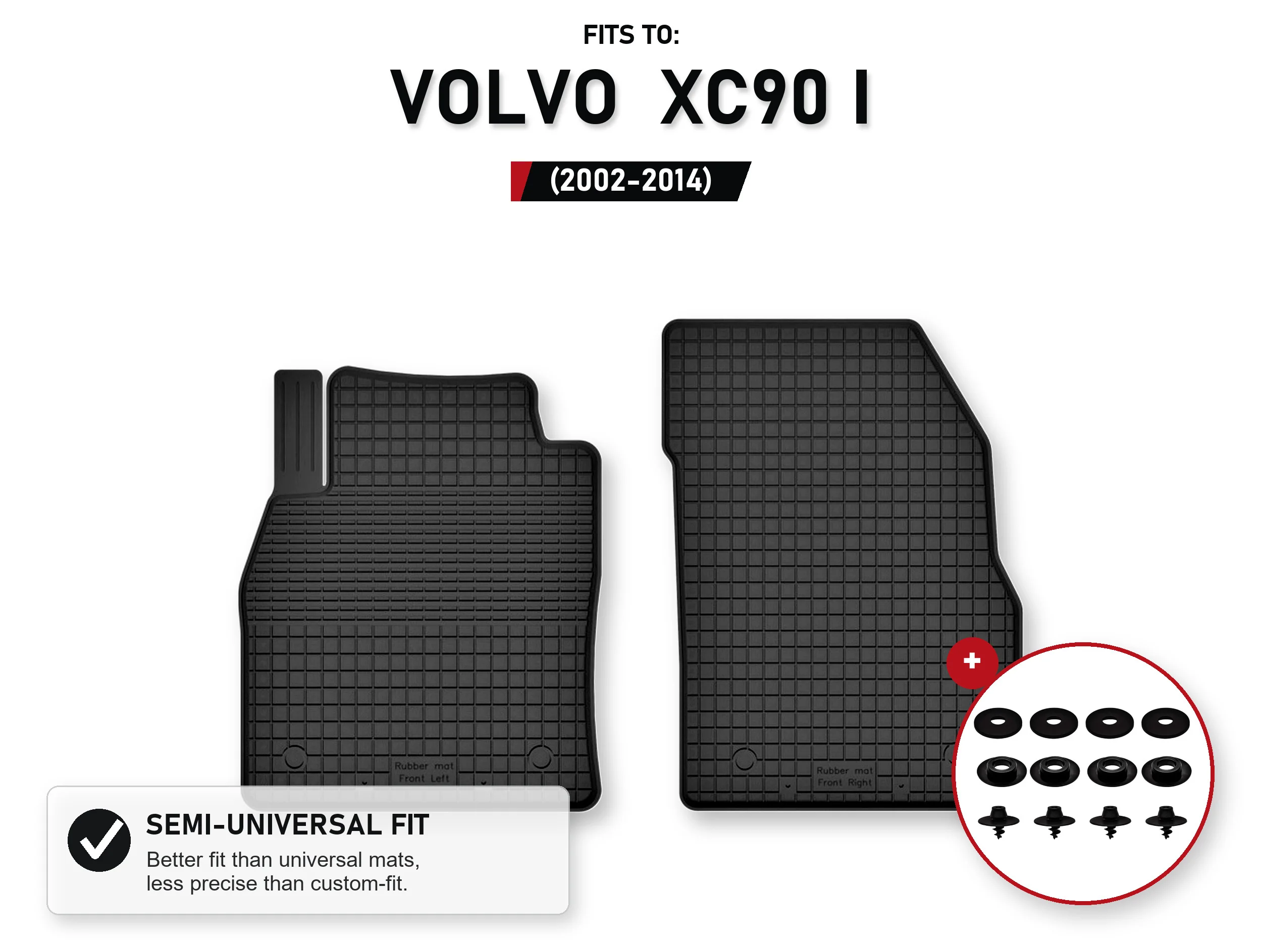 Voorste tapijten voor: Volvo Xc90 I 2002-2014 Suv 7-zits Ze Stoperami