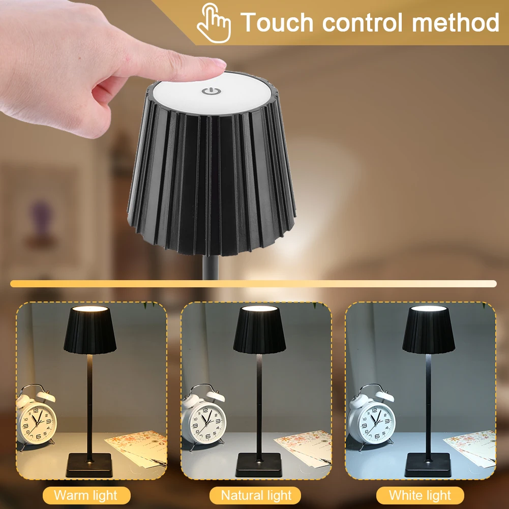 LED Table Lamp Dimmable Cordless Table Lamp Touch Lamp Desk Lamp for Restaurant/Bedroom/Bars/Outdoor Party/Camping