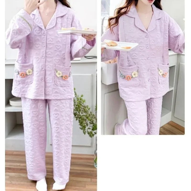 Air Cotton Confinement Clothes Winter Thickened Cotton Pregnant Women Pajamas Spring Autumn Adjustable Maternity Nursing Suits
