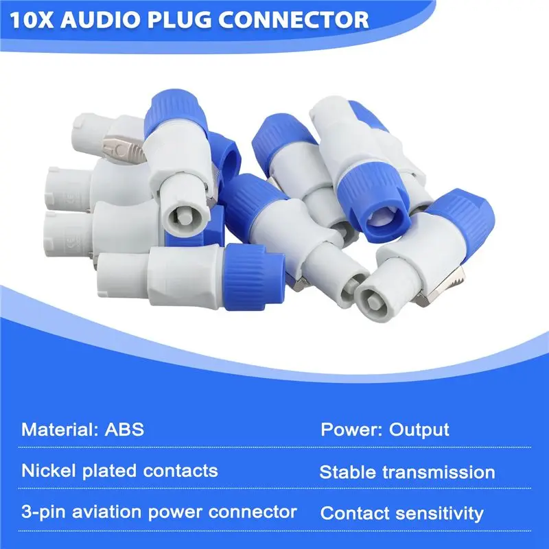 HFES 10 Buah Jack Input Sinyal Konektor Powercon Jantan 3 PIN untuk Lampu Panggung