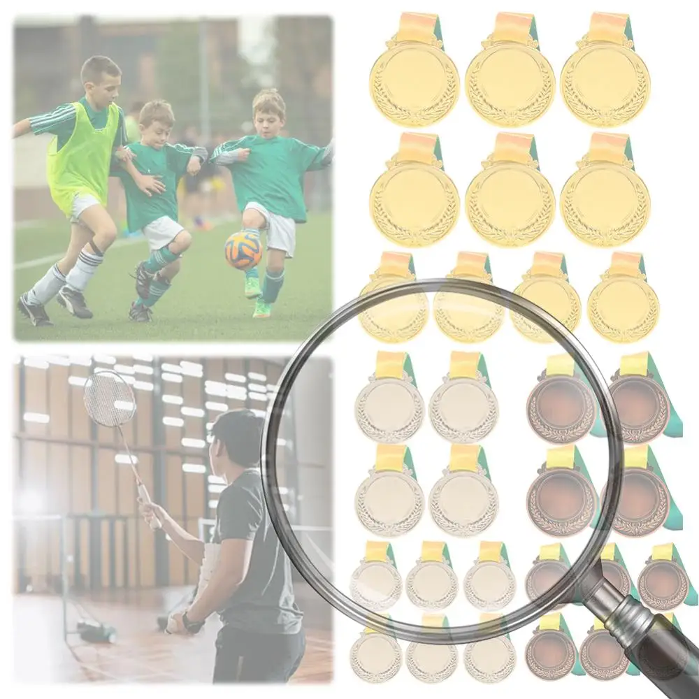 

10 шт. золотых/серебряных/бронзовых медалей для награждения студентов с лентой на шею, металлические медали победителя, призы для спортивных соревнований