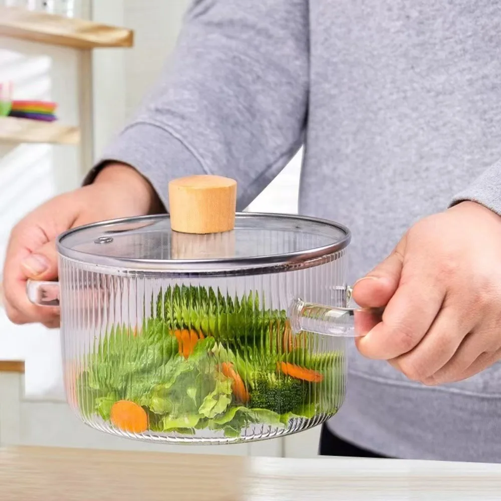 

1.6L High Borosilicate Glass Saucepan Heat Resistant Binaural Handle Soup Pot with Lid Transparent Cooking Pot Stovetop