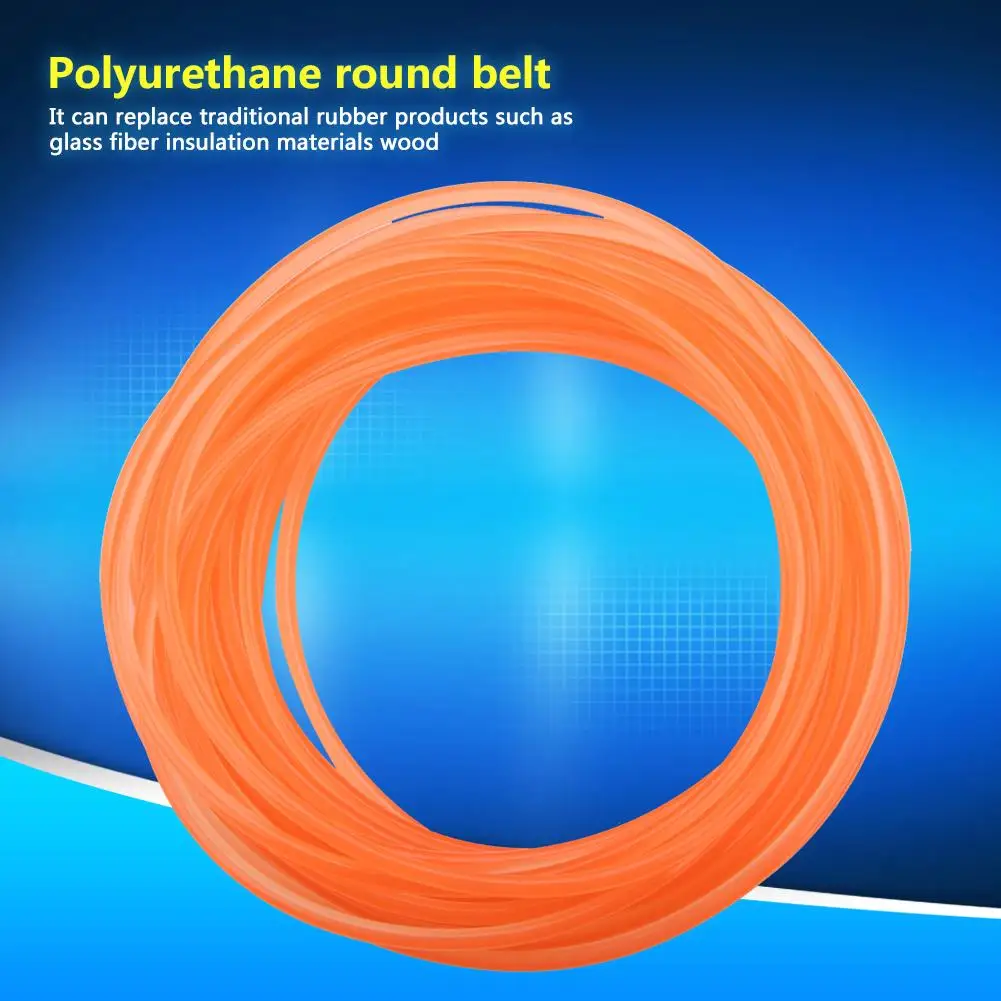 Durable Orange Smooth PU Polyurethane Round Belt 6mm Diameter 10m Length for drive Transmission