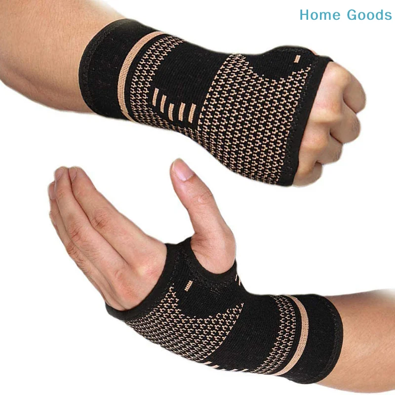 preferredWristband Sports Compression Wrist Brace Sleeve Support Elastic Palm Hand Glove Copper containing nylon wrist guard