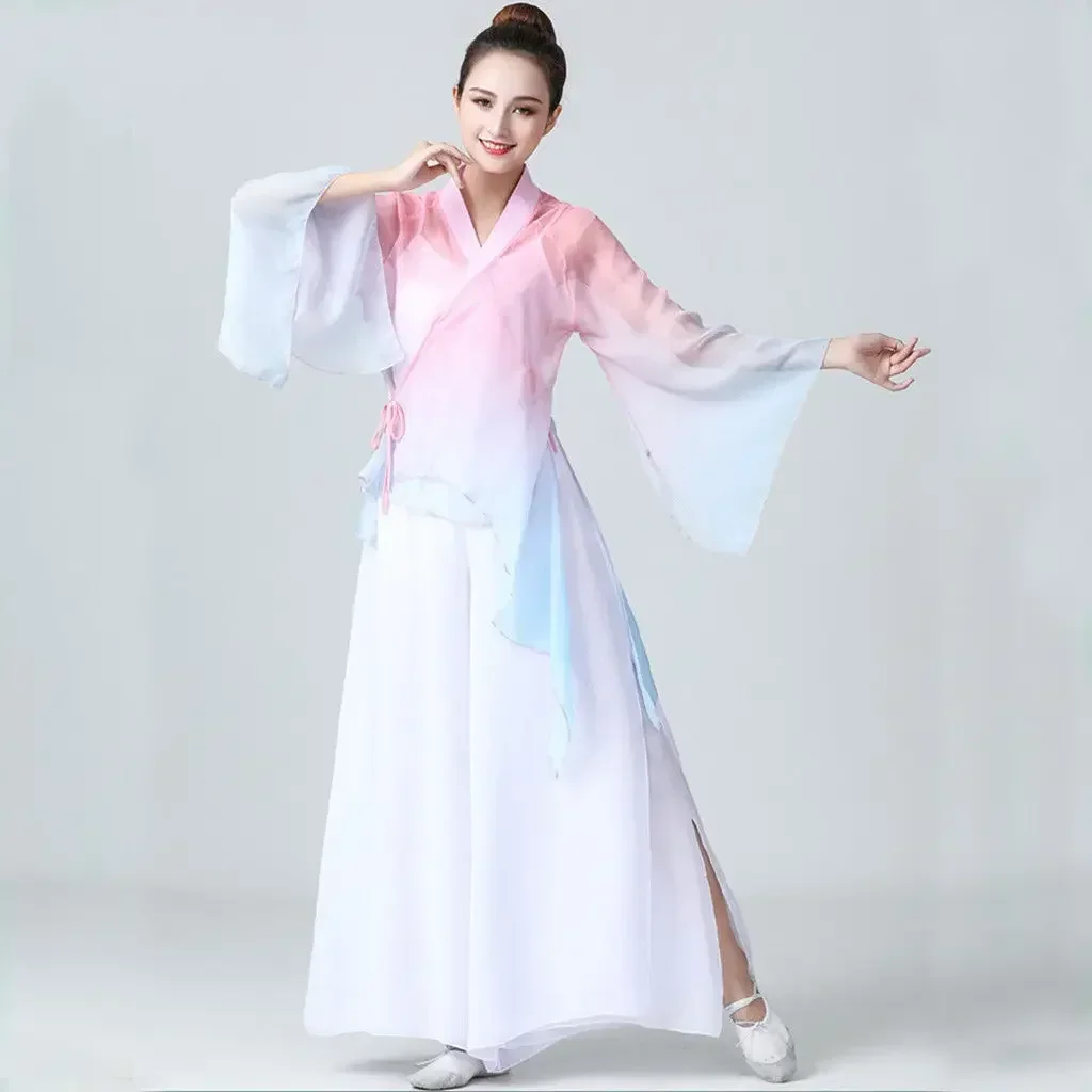 Costume da danza classica Abbigliamento da pratica nazionale Hanfu Abbigliamento da donna Elegante abito in stile antico Costumi Hanfu per spettacoli