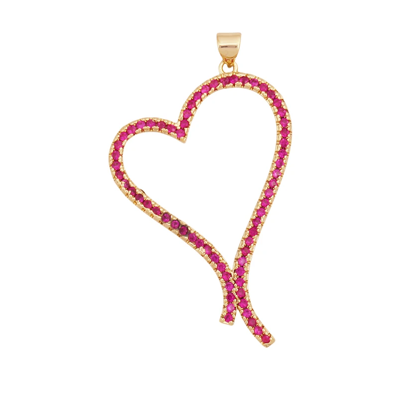 Mode Bunte Zirkon Brenn Liebe Herz Charm Anhänger, Echt 18K Gold Überzogene Halskette Armband DIY Handgemachten Schmuck Liefert S26 – Detail 16