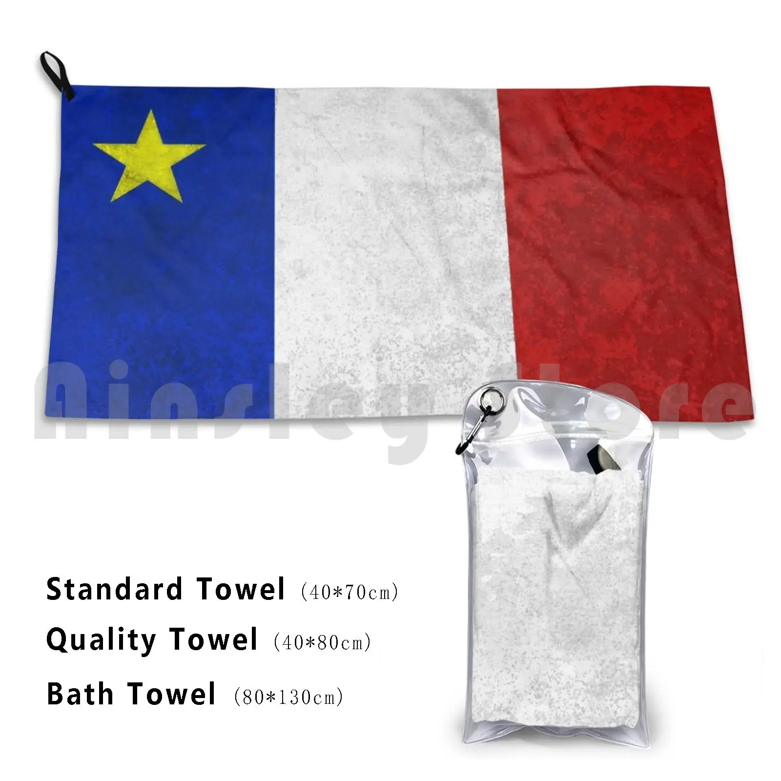 Flag Of Acadia Distressed Grunge Bath Towel Beach Cushion Vive Lacadie Flag Of Acadia Acadian Flag Drapeau