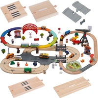 Wooden Train Double Tracks Beech Wood Road Bridge Railway Accessories Fit for Brand Wooden Tracks Toys for Children Gifts