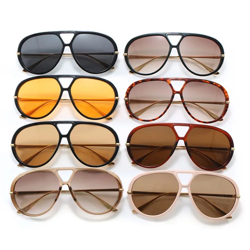 Vintage y2k Big Frame Pilot Sunglasses Women For Men Popular Luxury Brand Designer Sun Glasses Punk Rivet Oversized Eyeglasses image 6