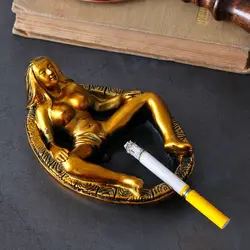 1PC Beauty Ashtray Woman Bathing Statue Ashtray Funny Gothic Vintage Style Gold Smoke Butt Holder Resin Smoking Accessories