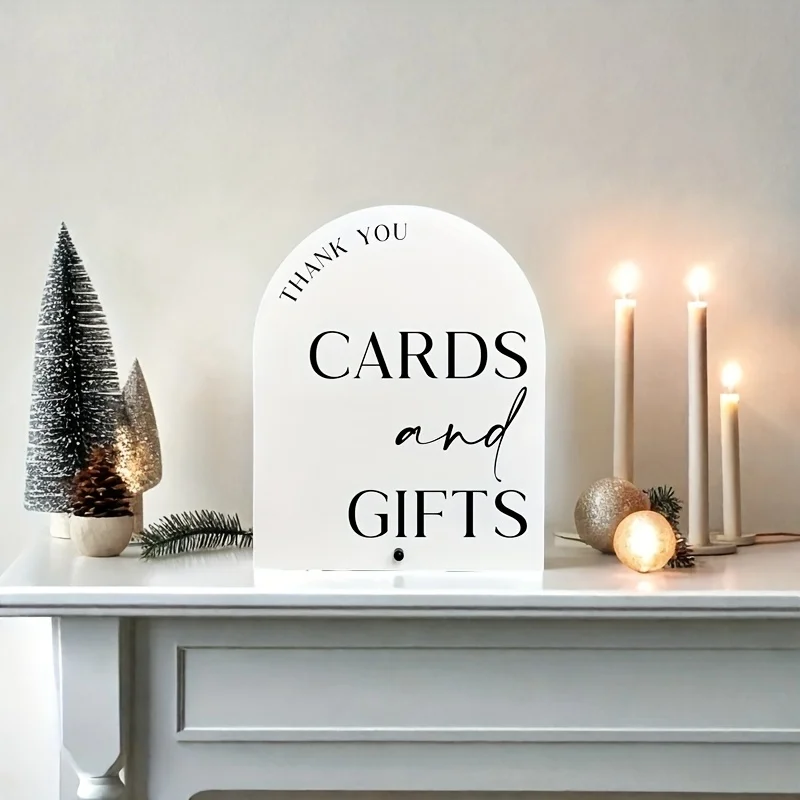 [علامة زفاف أكريليك] بطاقة تهنئة قطعة واحدة لحفلات الزفاف وعلامة أكريليك على شكل قوس هدية |   2D شقة، لوازم الزفاف والحفلات