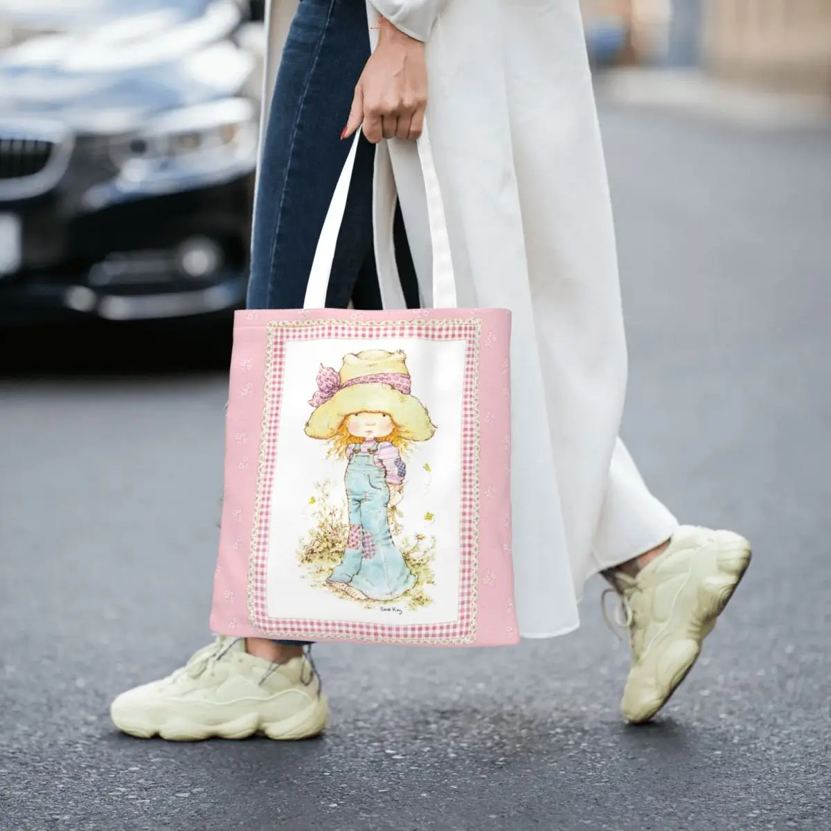 Cute Sarah Kay Girl Cartoon Canvas Handbag Tote Bags Merch Trendy For Woman Country Art Village Aesthetics Shoulder Bags