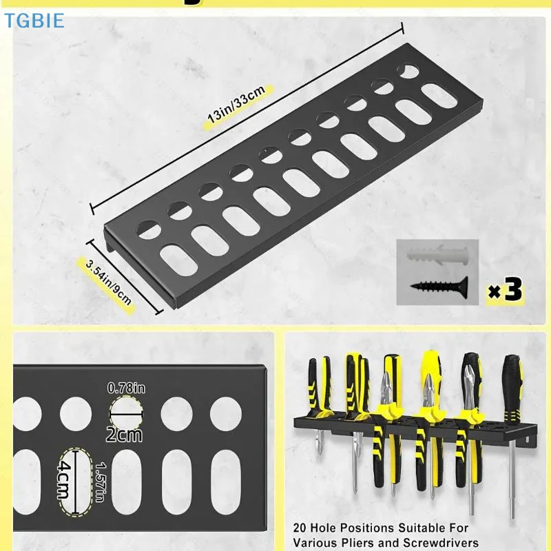 [TL] [TL] حامل جداري لمنظم الأدوات المعدنية لتخزين مفكات البراغي والكماشة والمطارق والشدات في ورشة العمل